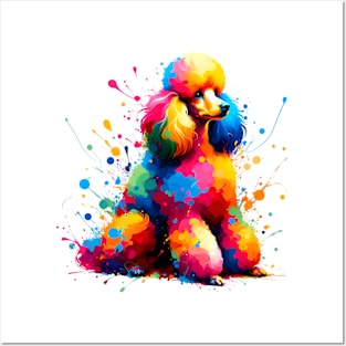 Colorful Abstract Poodle in Paint Splash Style Posters and Art